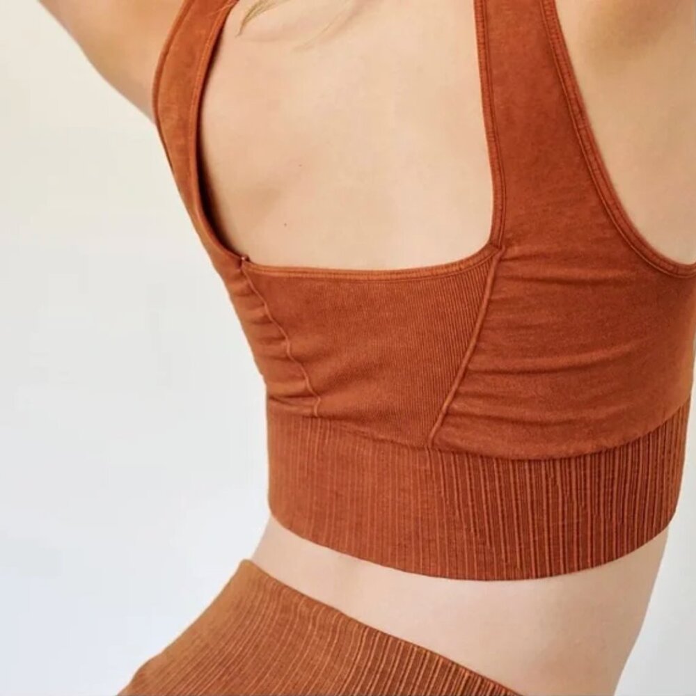 FP Movement Good Karma Square-Neck Bra in Nut Brown size M/L - Picture 2 of 6